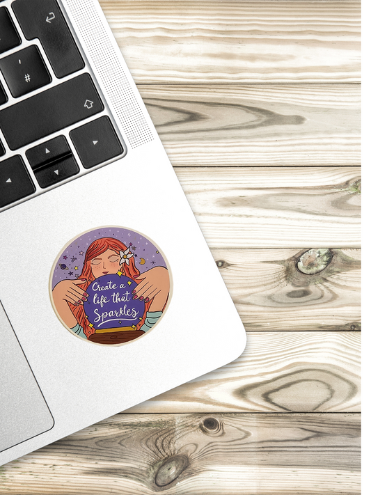 Create a Life that Sparkles – Crystal Ball Vinyl Sticker (3x3 Circle)