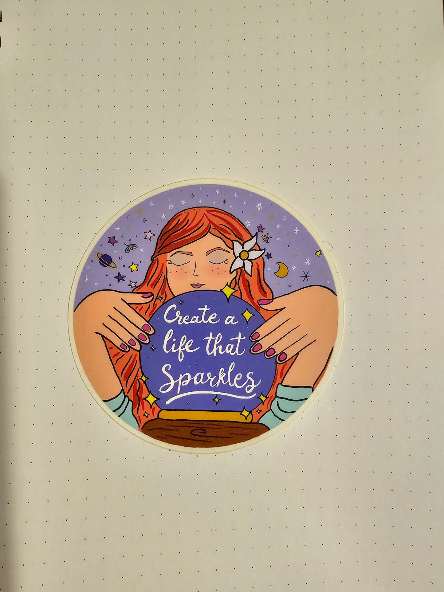 Create a Life that Sparkles – Crystal Ball Vinyl Sticker (3x3 Circle)