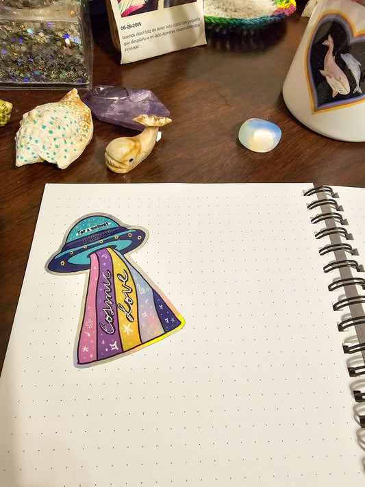 Cosmic Love UFO Sticker – Down Bad Inspired (Holographic Vinyl)