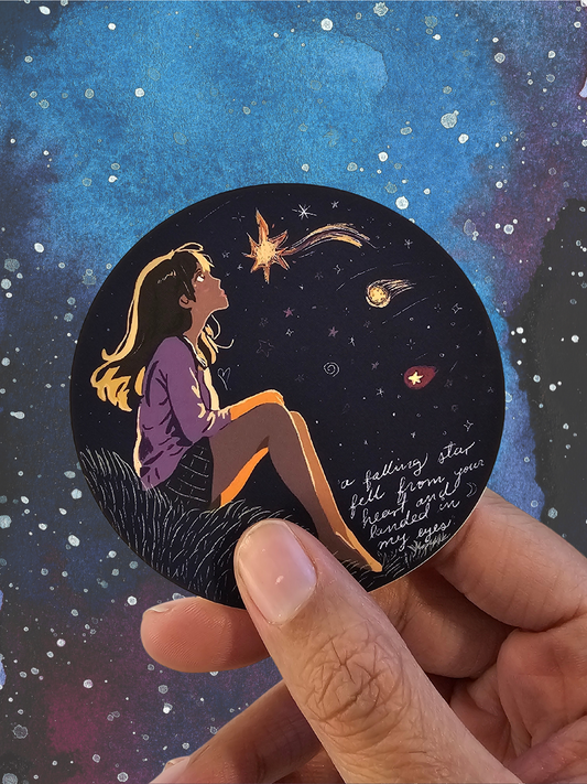 A Falling Star – Cosmic Love Inspired Vinyl Sticker (3x3 Circle)