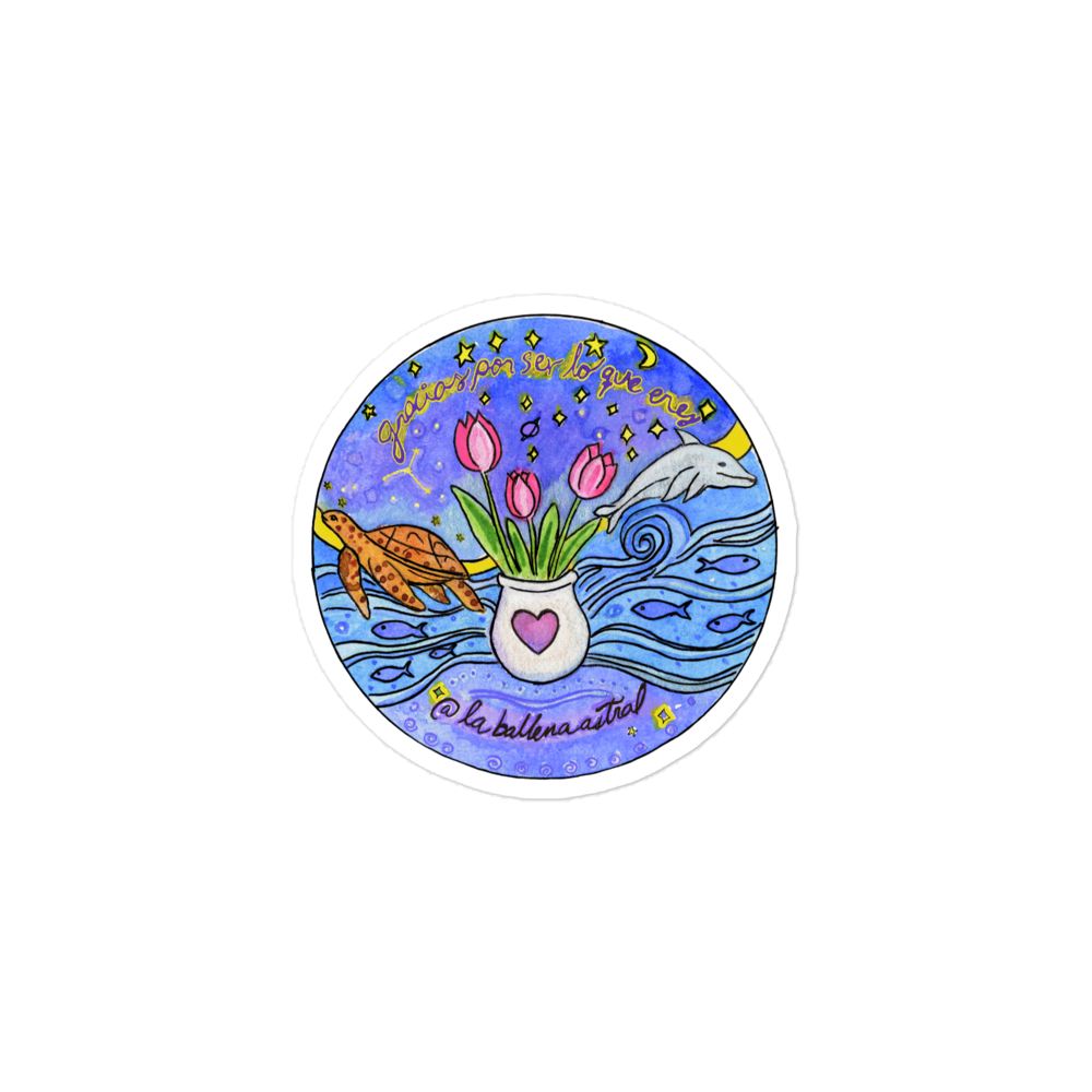 Gracias por Ser lo Que Eres Sticker | Tulips, Turtle & Dolphin Vinyl Sticker