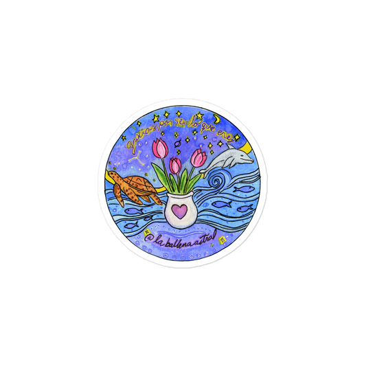 Gracias por Ser lo Que Eres Sticker | Tulips, Turtle & Dolphin Vinyl Sticker