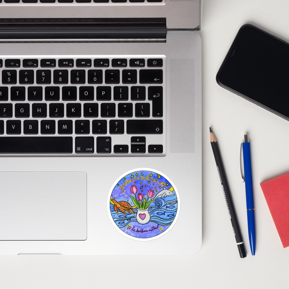 Gracias por Ser lo Que Eres Sticker | Tulips, Turtle & Dolphin Vinyl Sticker