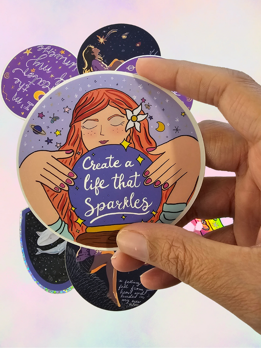 Create a Life that Sparkles – Crystal Ball Vinyl Sticker (3x3 Circle)